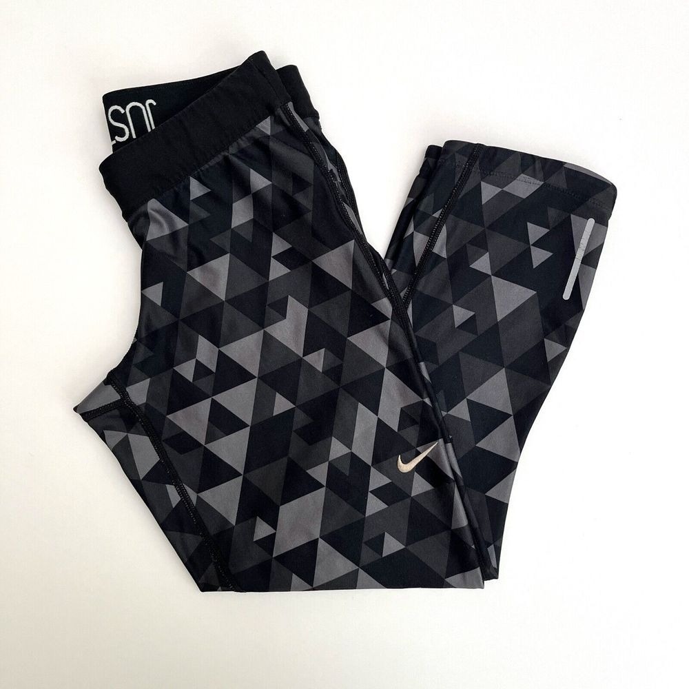 Nike Just Do‎ It Curvy Womens Triangle Geometric Leggings, Nike Black & Grey D13